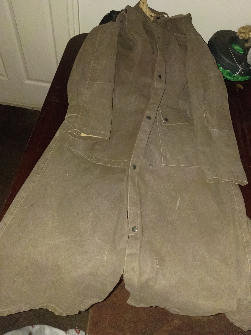 Gray Canvas Horseback Riding Long Coat